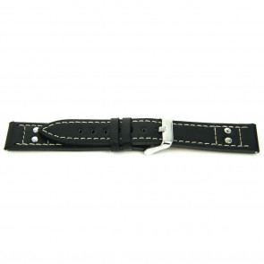 Horlogeband Universeel H165 Leder Zwart 22mm